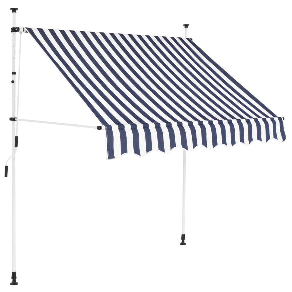 Berkfield Manual Retractable Awning 150 cm Blue and White Stripes