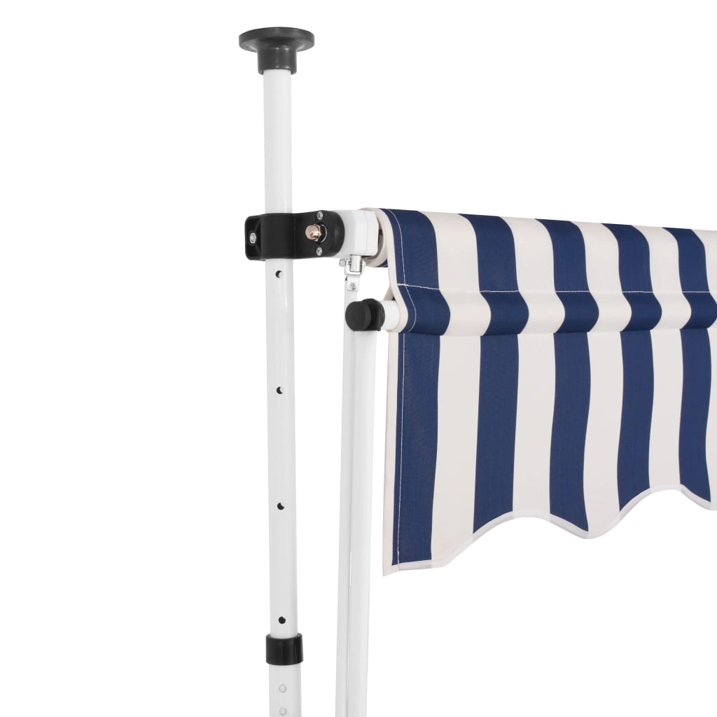 Berkfield Manual Retractable Awning 150 cm Blue and White Stripes
