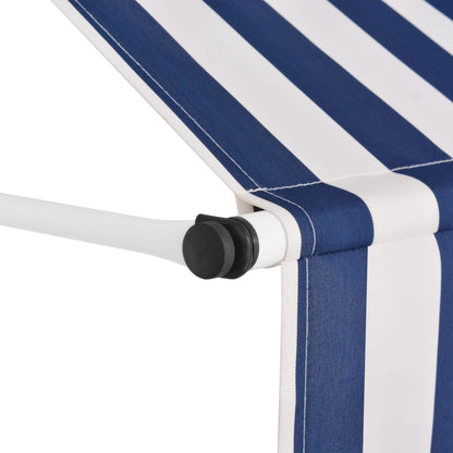 Berkfield Manual Retractable Awning 150 cm Blue and White Stripes