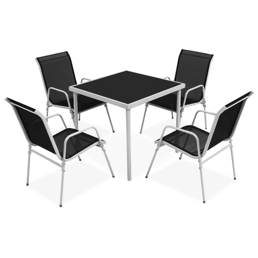 Berkfield 5 Piece Outdoor Dining Set Steel Black