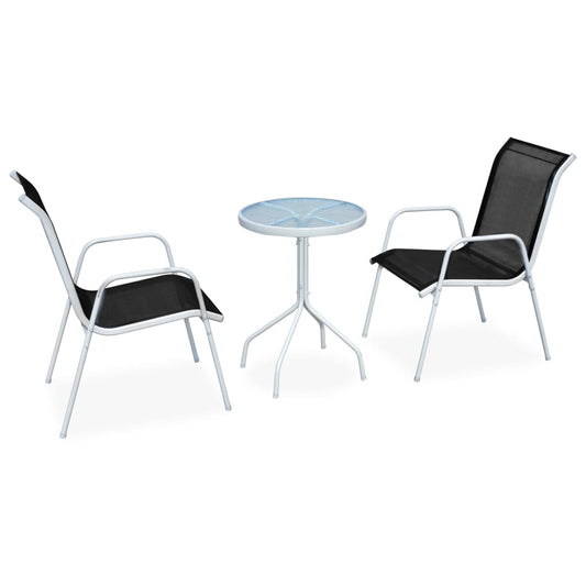 Berkfield 3 Piece Bistro Set Steel Black