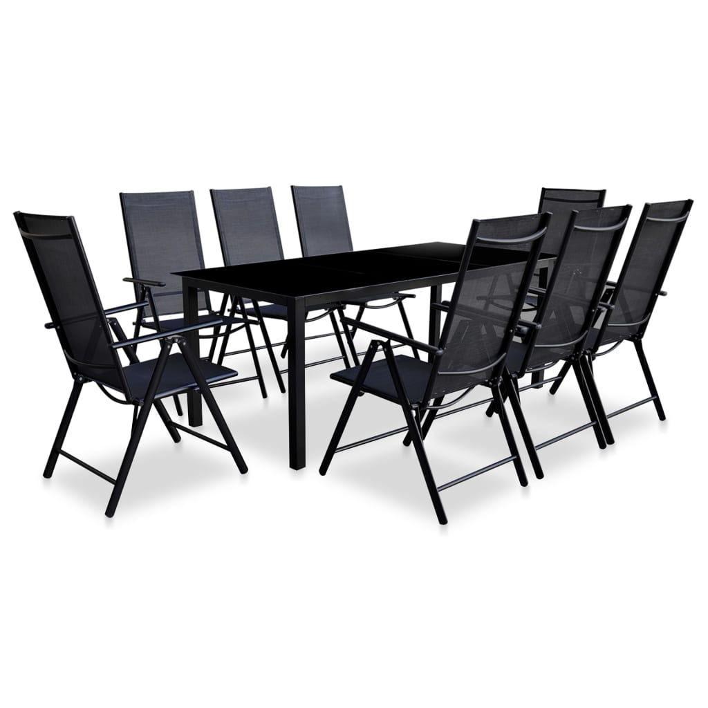 Berkfield 9 Piece Folding Outdoor Dining Set Aluminium Black