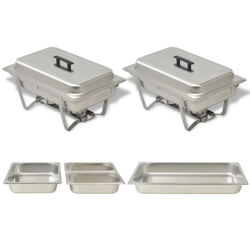 Berkfield 2 Piece Chafing Dish Set Stainless Steel