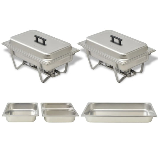 Berkfield 2 Piece Chafing Dish Set Stainless Steel