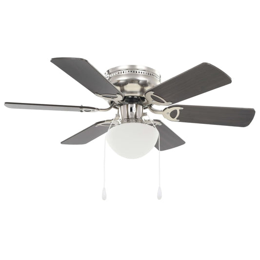 Berkfield Ornate Ceiling Fan with Light 82 cm Dark Brown