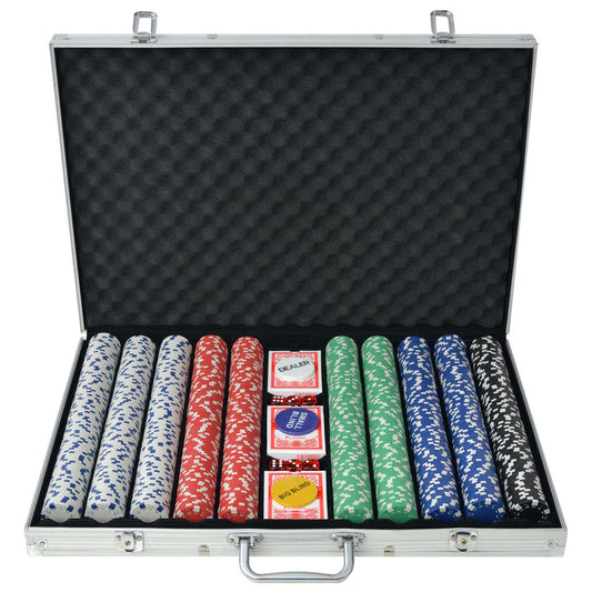 Berkfield Poker Set with 1000 Chips Aluminium