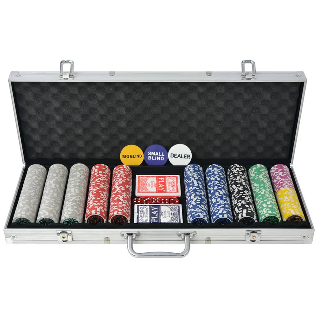 Berkfield Poker Set with 500 Laser Chips Aluminium