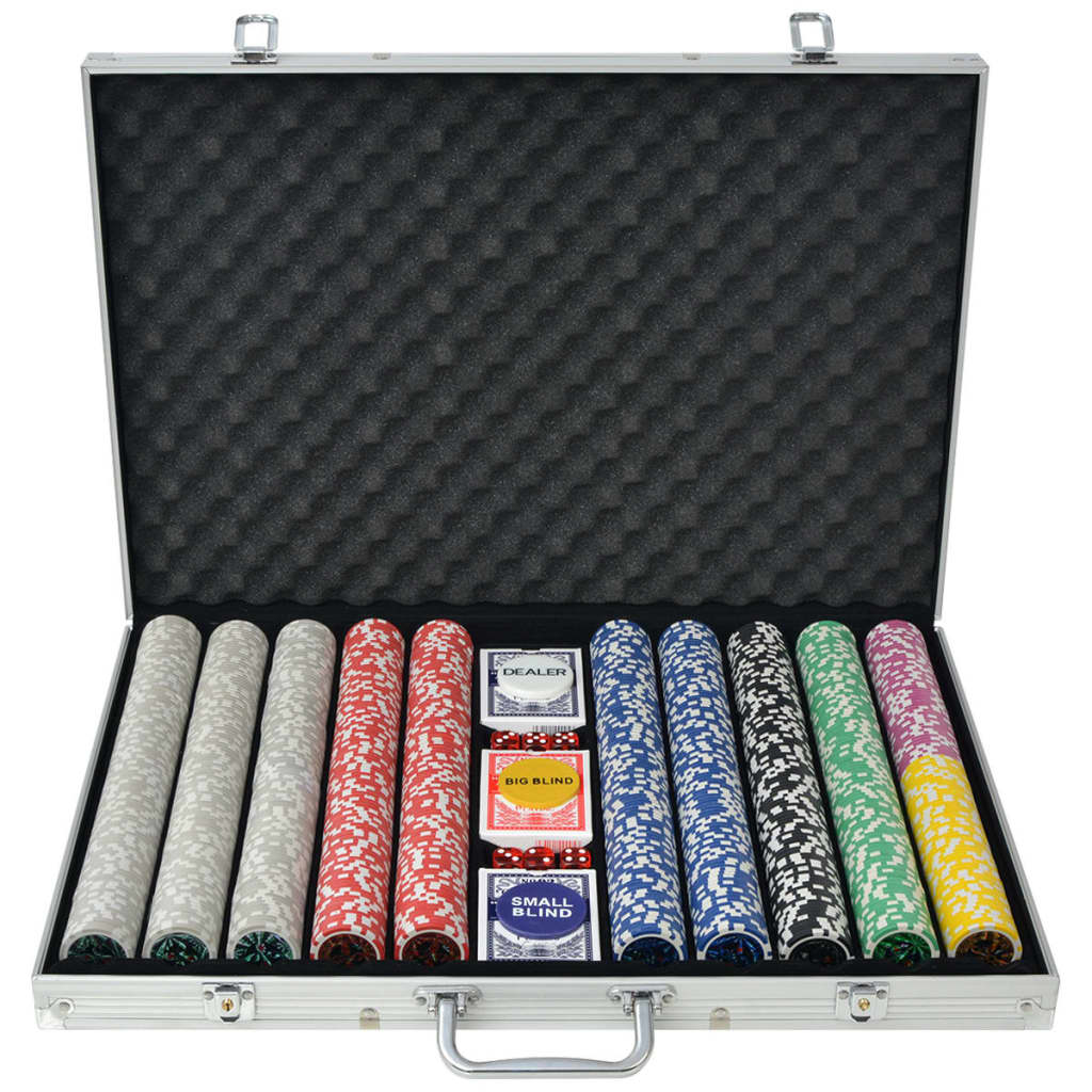 Berkfield Poker Set with 1000 Laser Chips Aluminium