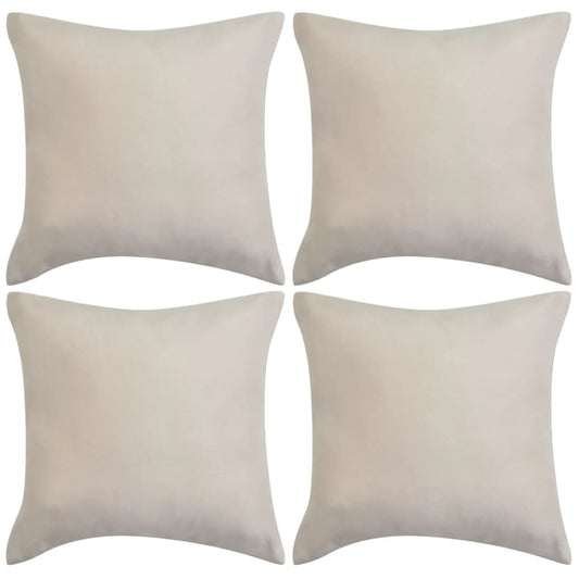 Berkfield Cushion Covers 4 pcs 80x80 cm Polyester Faux Suede Beige