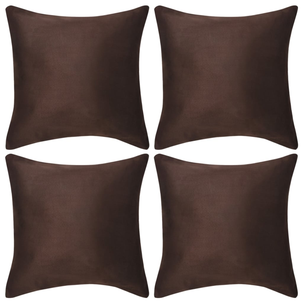 Berkfield Cushion Covers 4 pcs 50x50 cm Polyester Faux Suede Brown