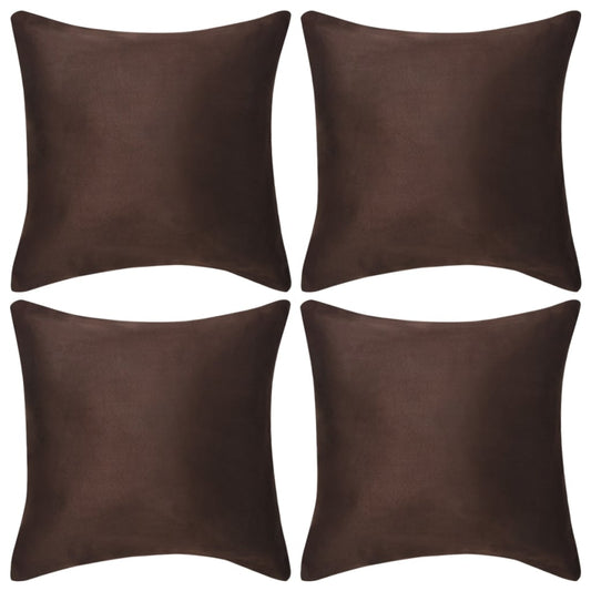 Berkfield Cushion Covers 4 pcs 80x80 cm Polyester Faux Suede Brown