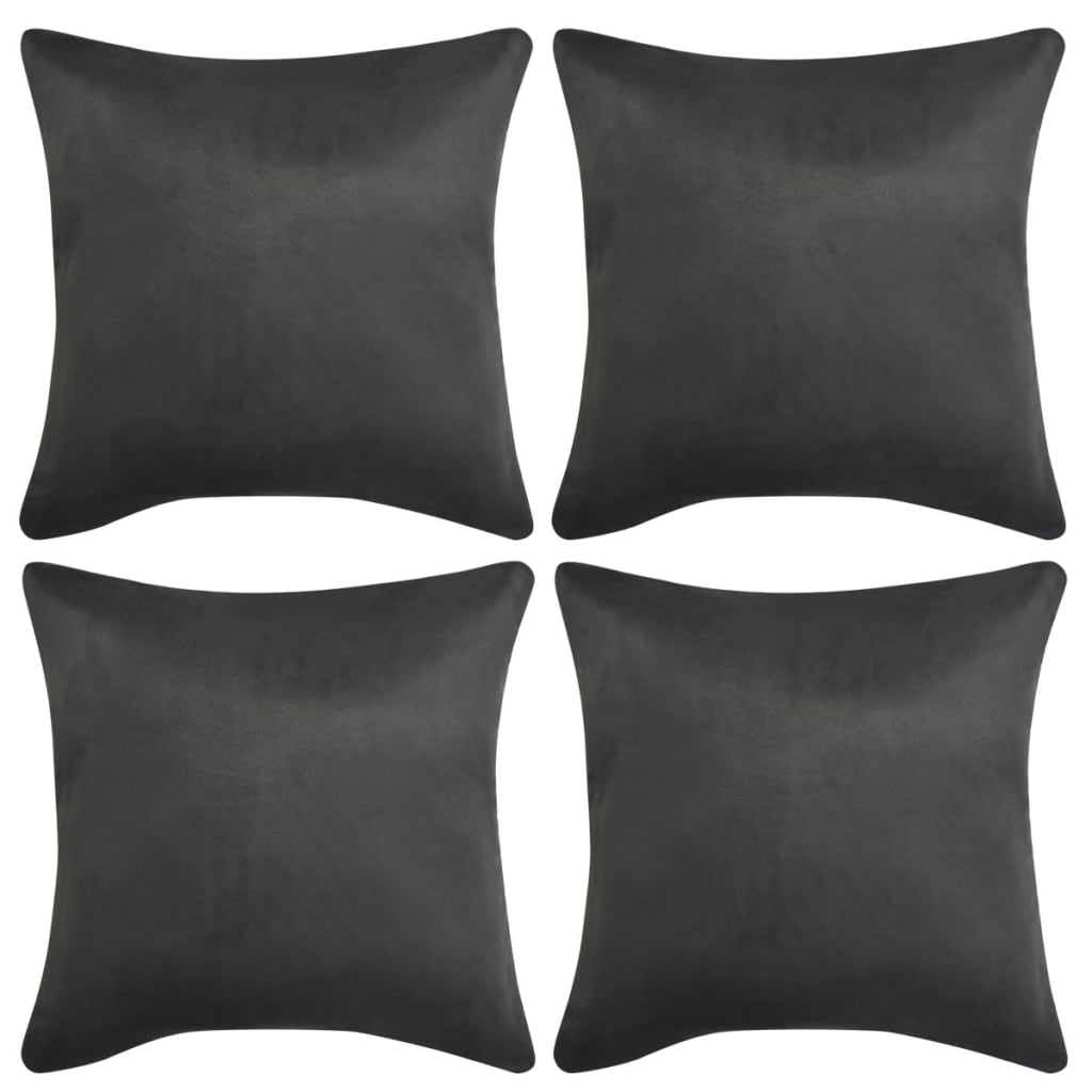 Berkfield Cushion Covers 4 pcs 40x40 cm Polyester Faux Suede Anthracite