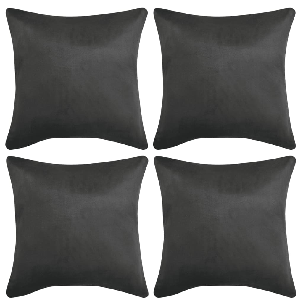 Berkfield Cushion Covers 4 pcs 50x50 cm Polyester Faux Suede Anthracite