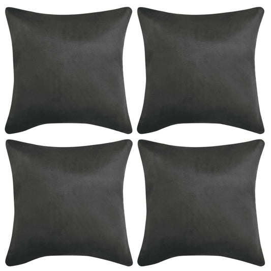 Berkfield Cushion Covers 4 pcs 50x50 cm Polyester Faux Suede Anthracite