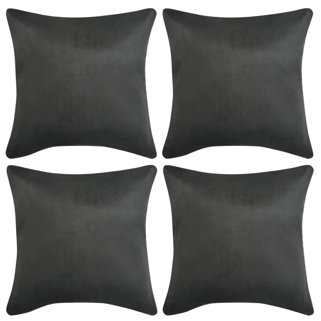 Berkfield Cushion Covers 4 pcs 80x80 cm Polyester Faux Suede Anthracite
