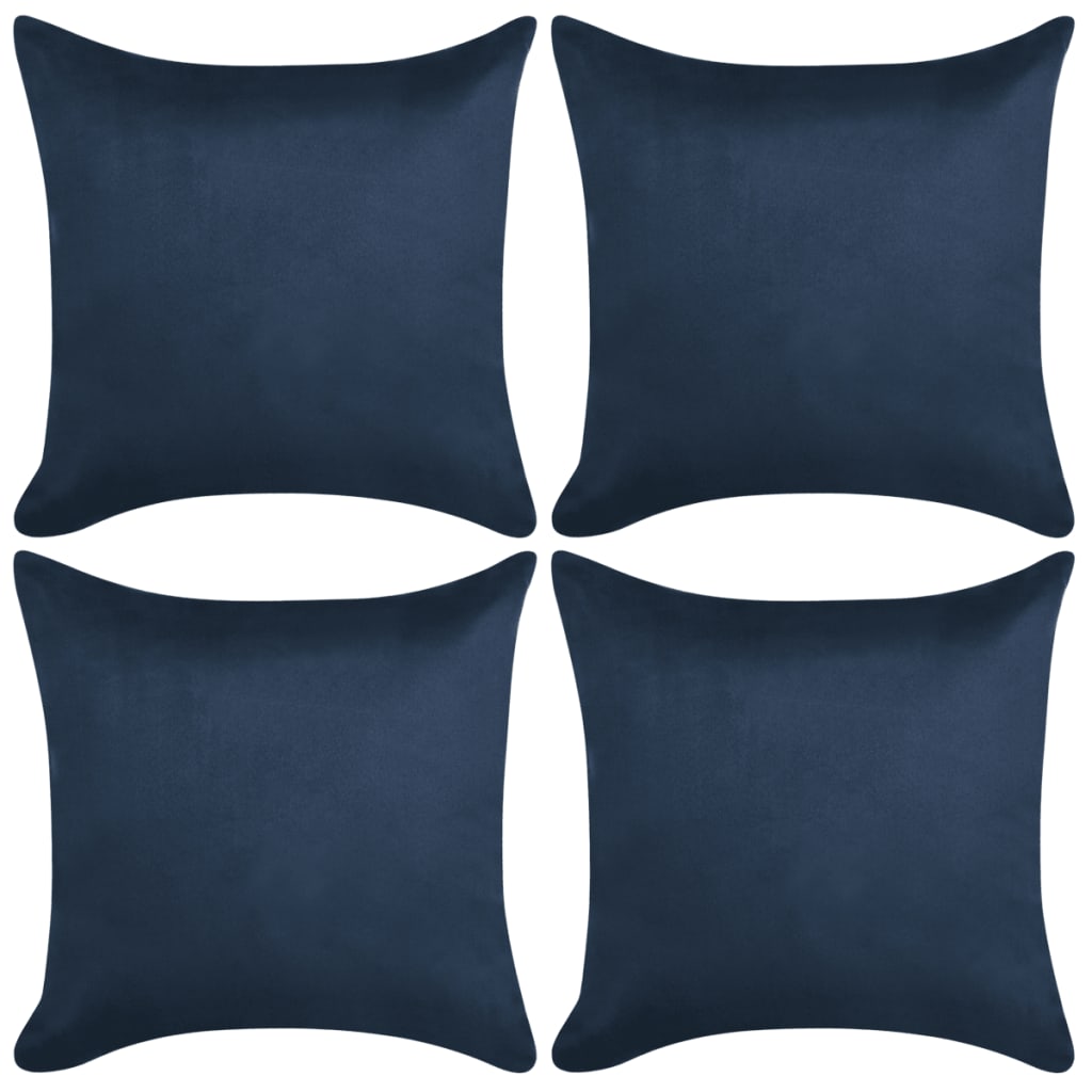 Berkfield Cushion Covers 4 pcs 50x50 cm Polyester Faux Suede Navy