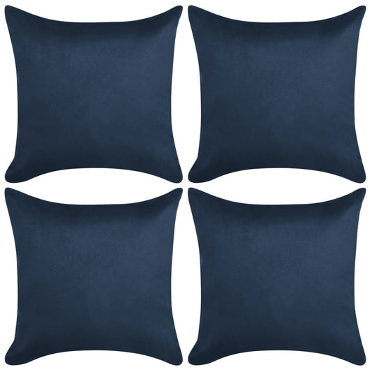 Berkfield Cushion Covers 4 pcs 50x50 cm Polyester Faux Suede Navy
