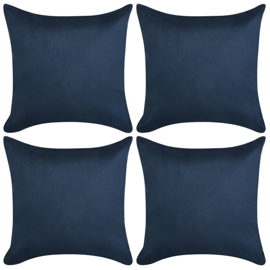 Berkfield Cushion Covers 4 pcs 80x80 cm Polyester Faux Suede Navy