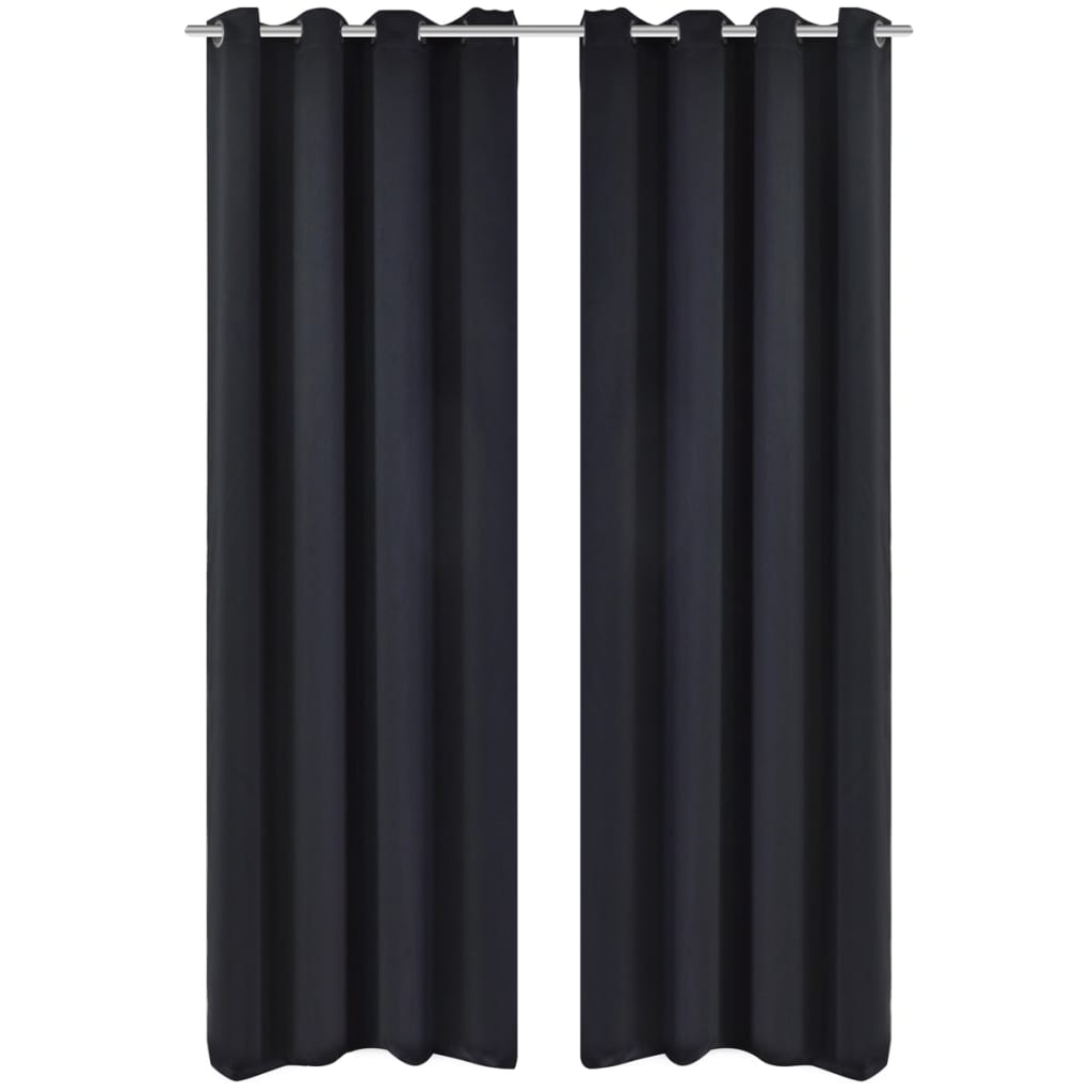 Berkfield Blackout Curtains 2 pcs with Metal Eyelets 135x175 cm Black