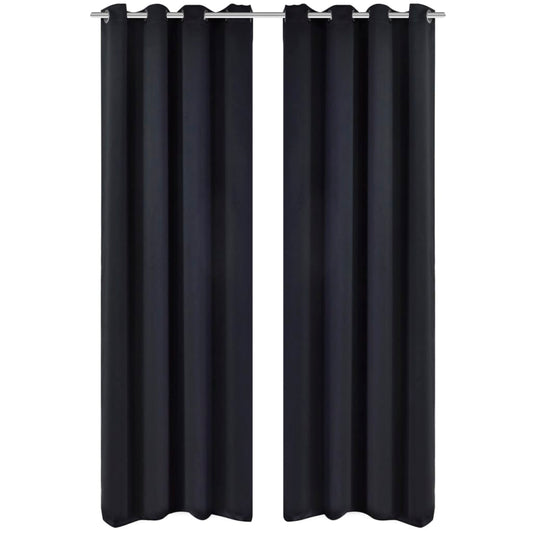 Berkfield Blackout Curtains 2 pcs with Metal Eyelets 135x175 cm Black