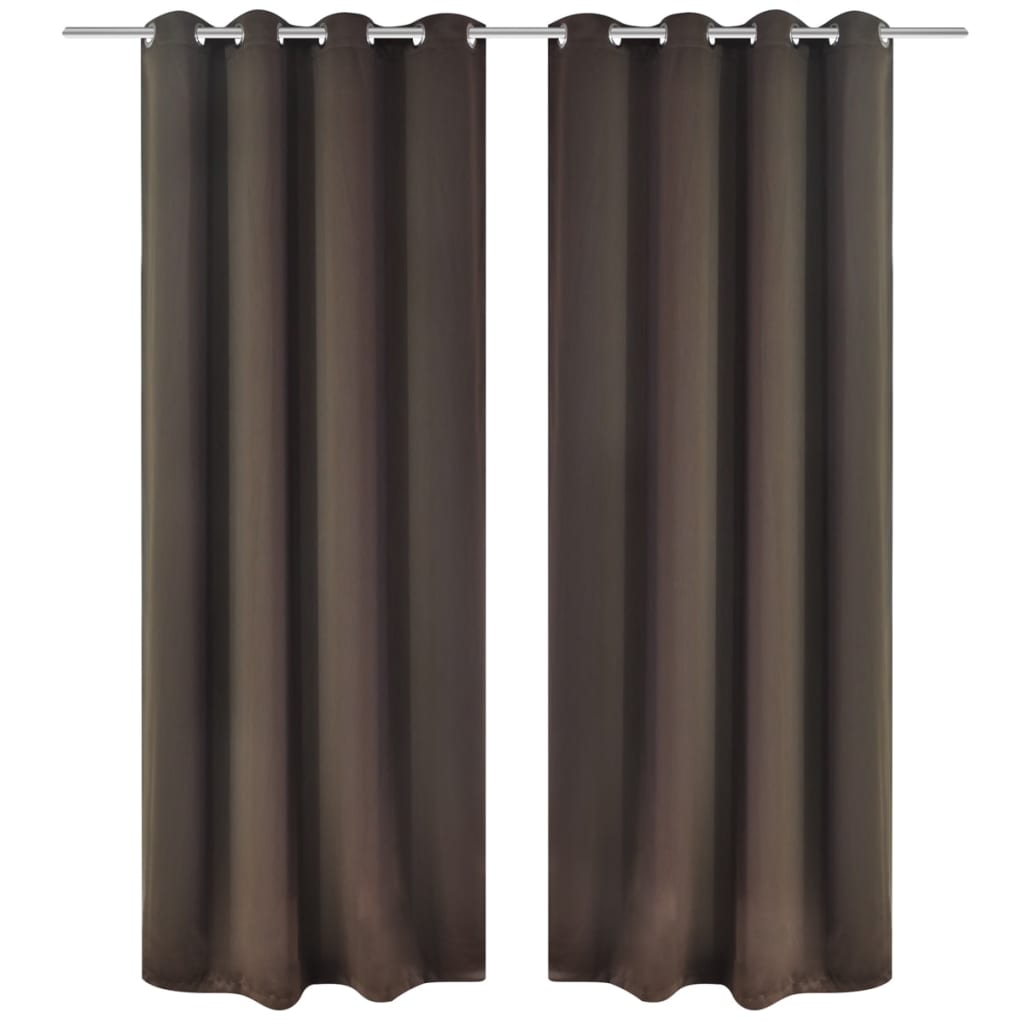 Berkfield Blackout Curtains 2 pcs with Metal Eyelets 135x175 cm Brown