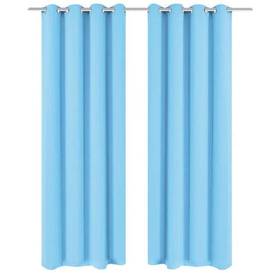 Berkfield Blackout Curtains 2 pcs with Metal Eyelets 135x175 cm Turquoise