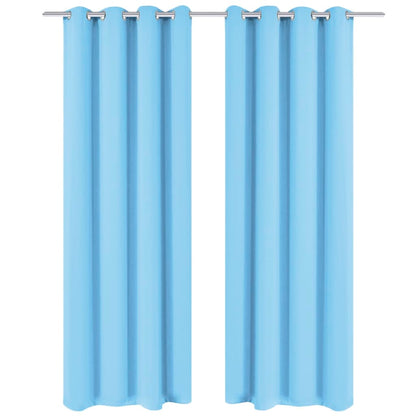 Berkfield Blackout Curtains 2 pcs with Metal Eyelets 135x245 cm Turquoise