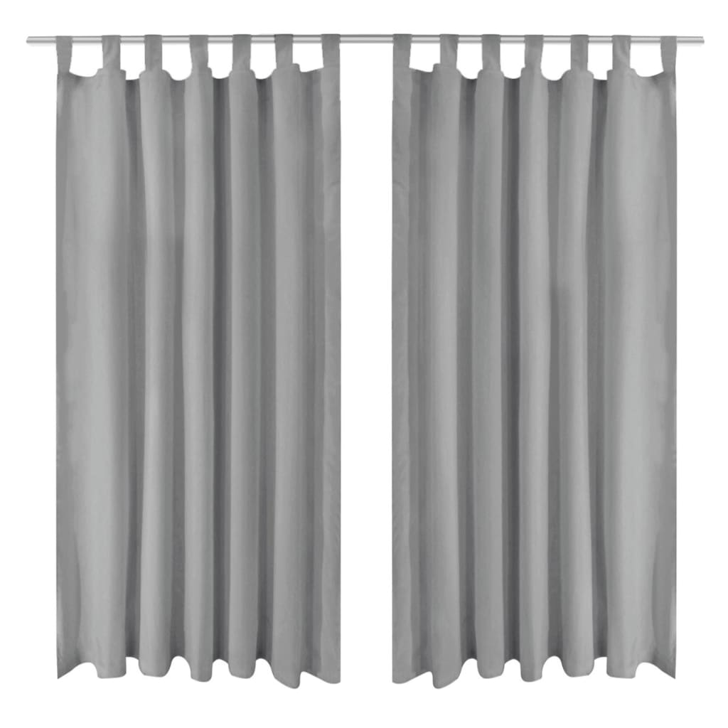 Berkfield Micro-Satin Curtains 2 pcs with Loops 140x175 cm Grey