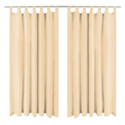 Berkfield Micro-Satin Curtains 2 pcs with Loops 140x225 cm Beige