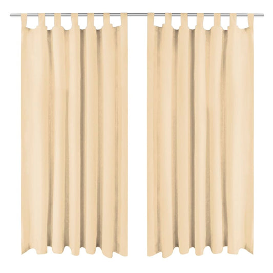 Berkfield Micro-Satin Curtains 2 pcs with Loops 140x225 cm Beige