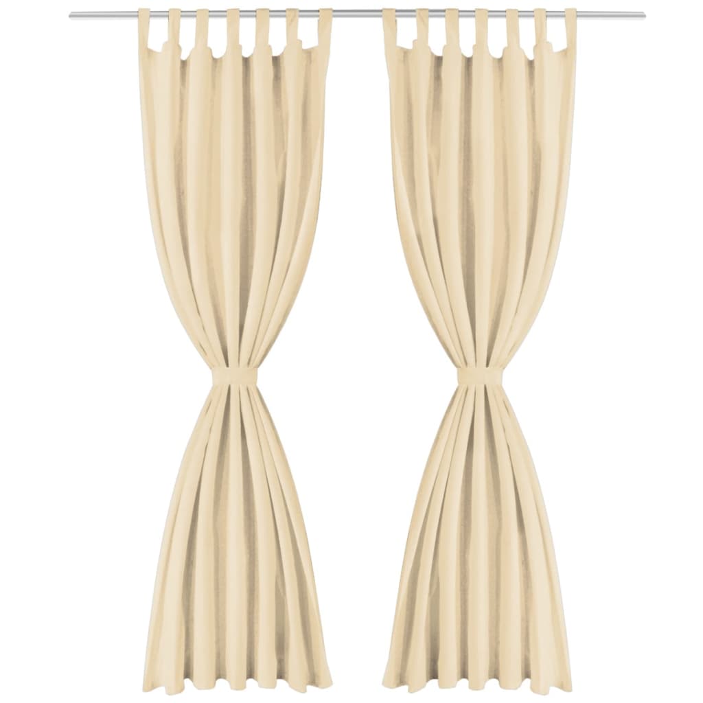 Berkfield Micro-Satin Curtains 2 pcs with Loops 140x225 cm Beige