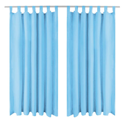 Berkfield Micro-Satin Curtains 2 pcs with Loops 140x225 cm Turquoise