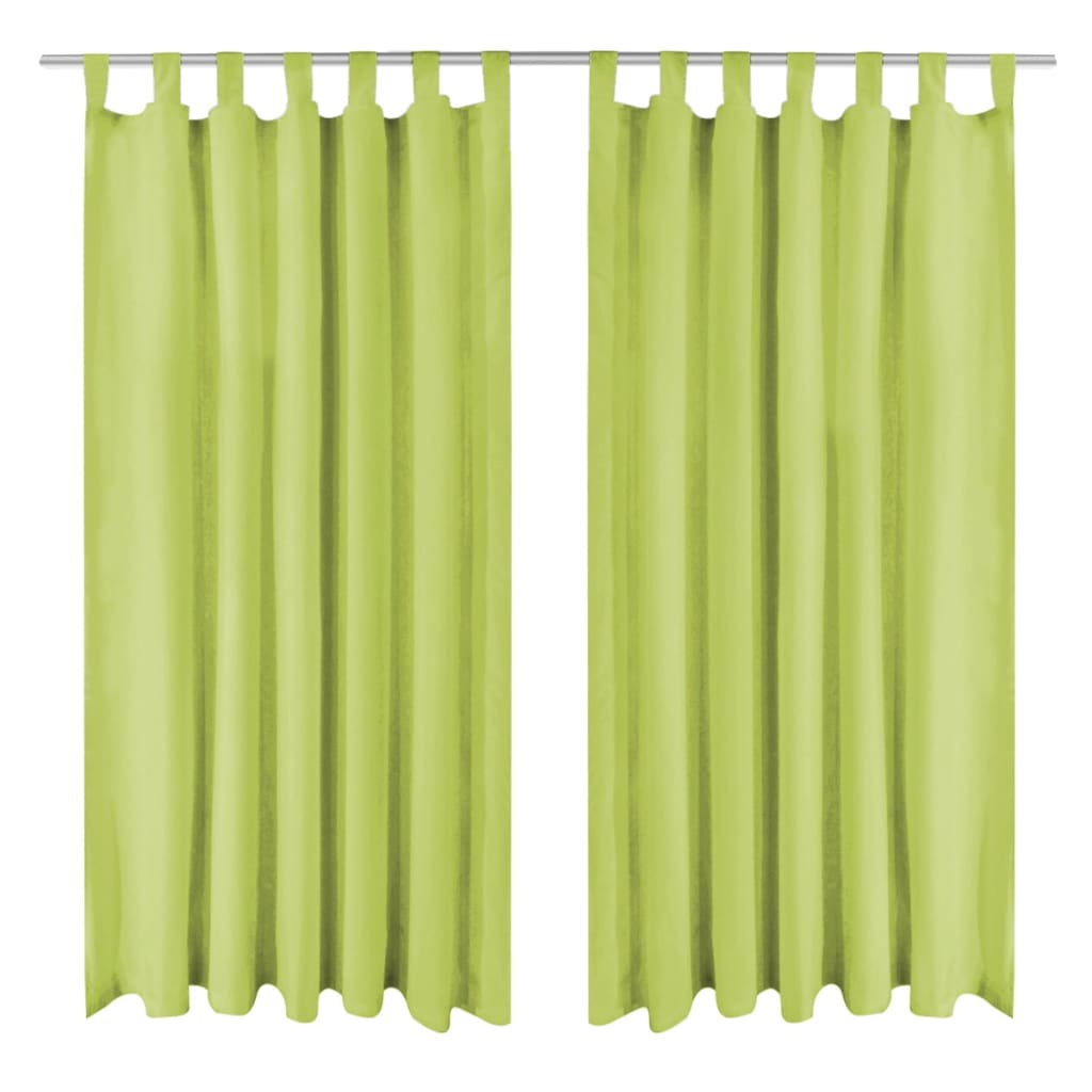Berkfield Micro-Satin Curtains 2 pcs with Loops 140x175 cm Green