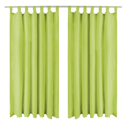 Berkfield Micro-Satin Curtains 2 pcs with Loops 140x175 cm Green