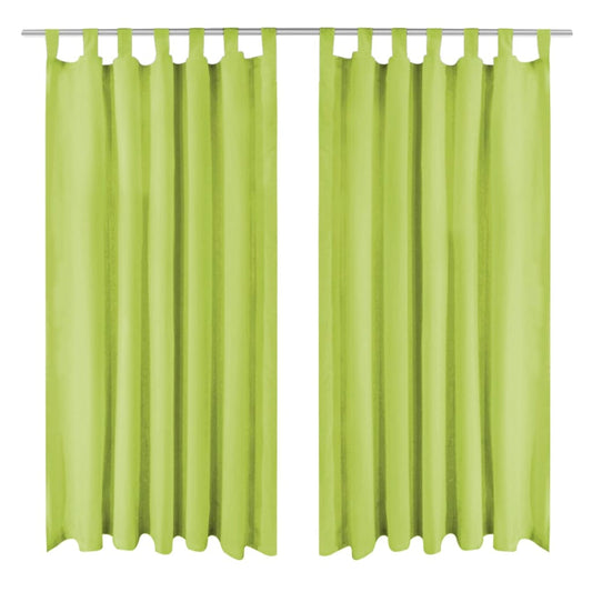 Berkfield Micro-Satin Curtains 2 pcs with Loops 140x175 cm Green