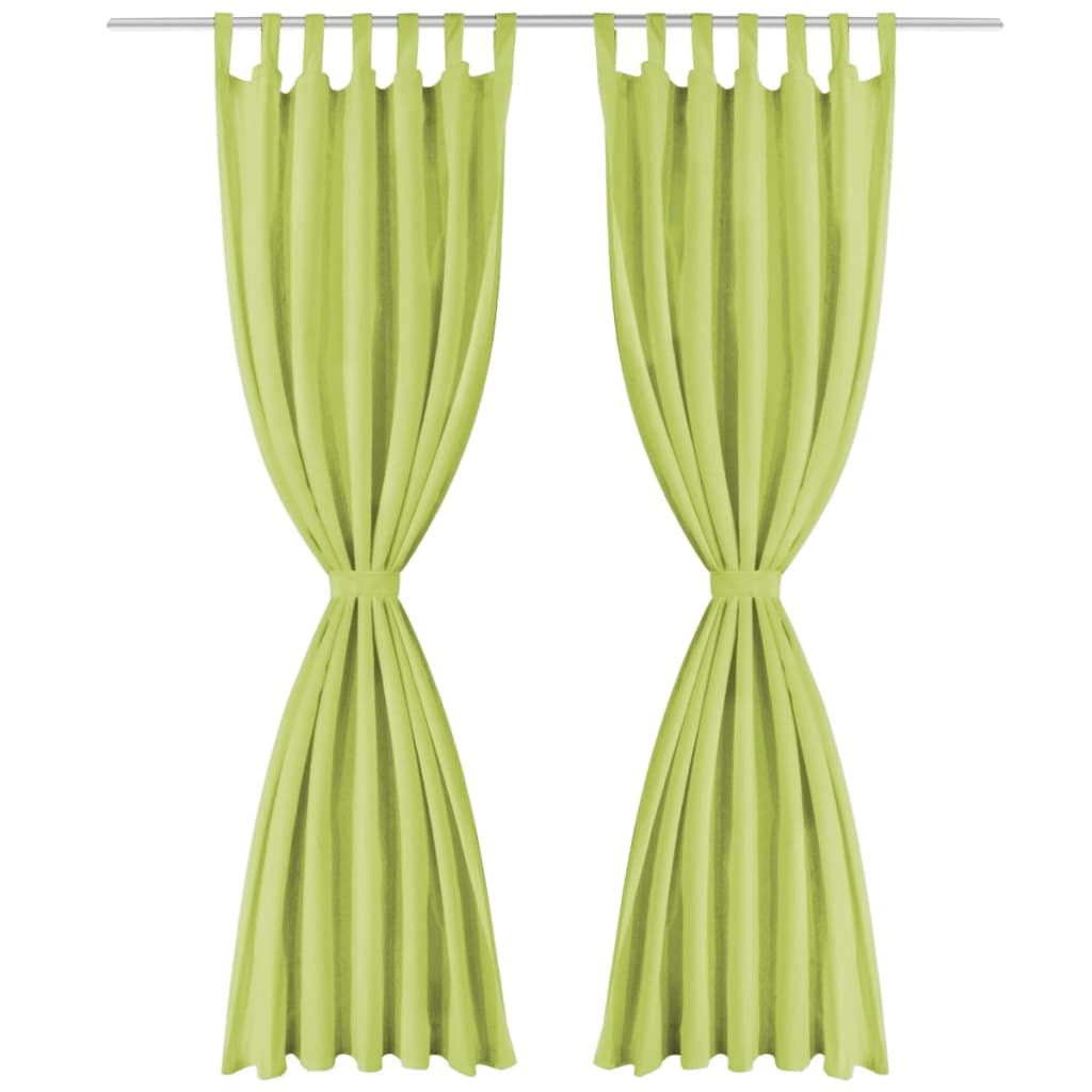 Berkfield Micro-Satin Curtains 2 pcs with Loops 140x175 cm Green