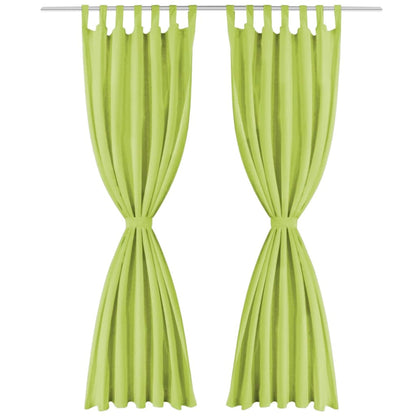 Berkfield Micro-Satin Curtains 2 pcs with Loops 140x175 cm Green