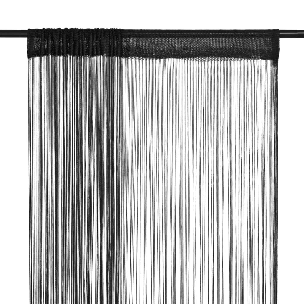 Berkfield String Curtains 2 pcs 100x250 cm Black