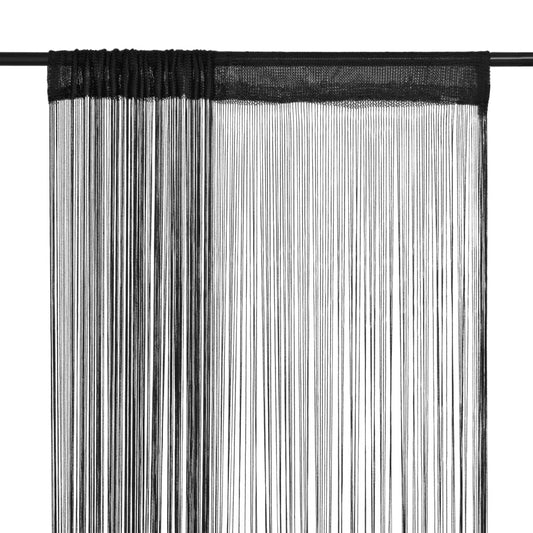 Berkfield String Curtains 2 pcs 140x250 cm Black