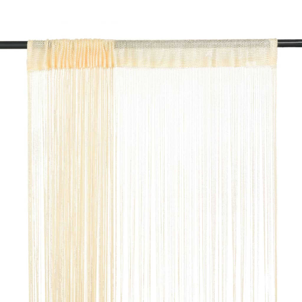 Berkfield String Curtains 2 pcs 100x250 cm Cream
