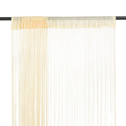 Berkfield String Curtains 2 pcs 100x250 cm Cream