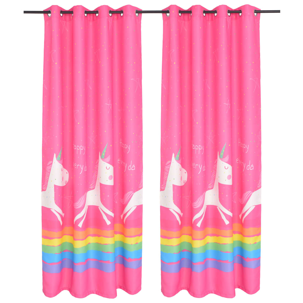 Berkfield Children's Printed Blackout Curtains 2 pcs 140x240 cm Pink