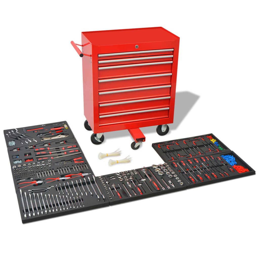 Berkfield Workshop Tool Trolley with 1125 Tools Steel Red