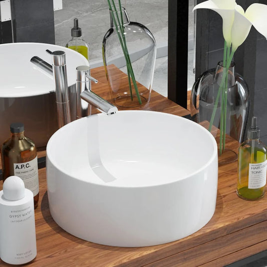 Berkfield Basin Round Ceramic White 40x15 cm