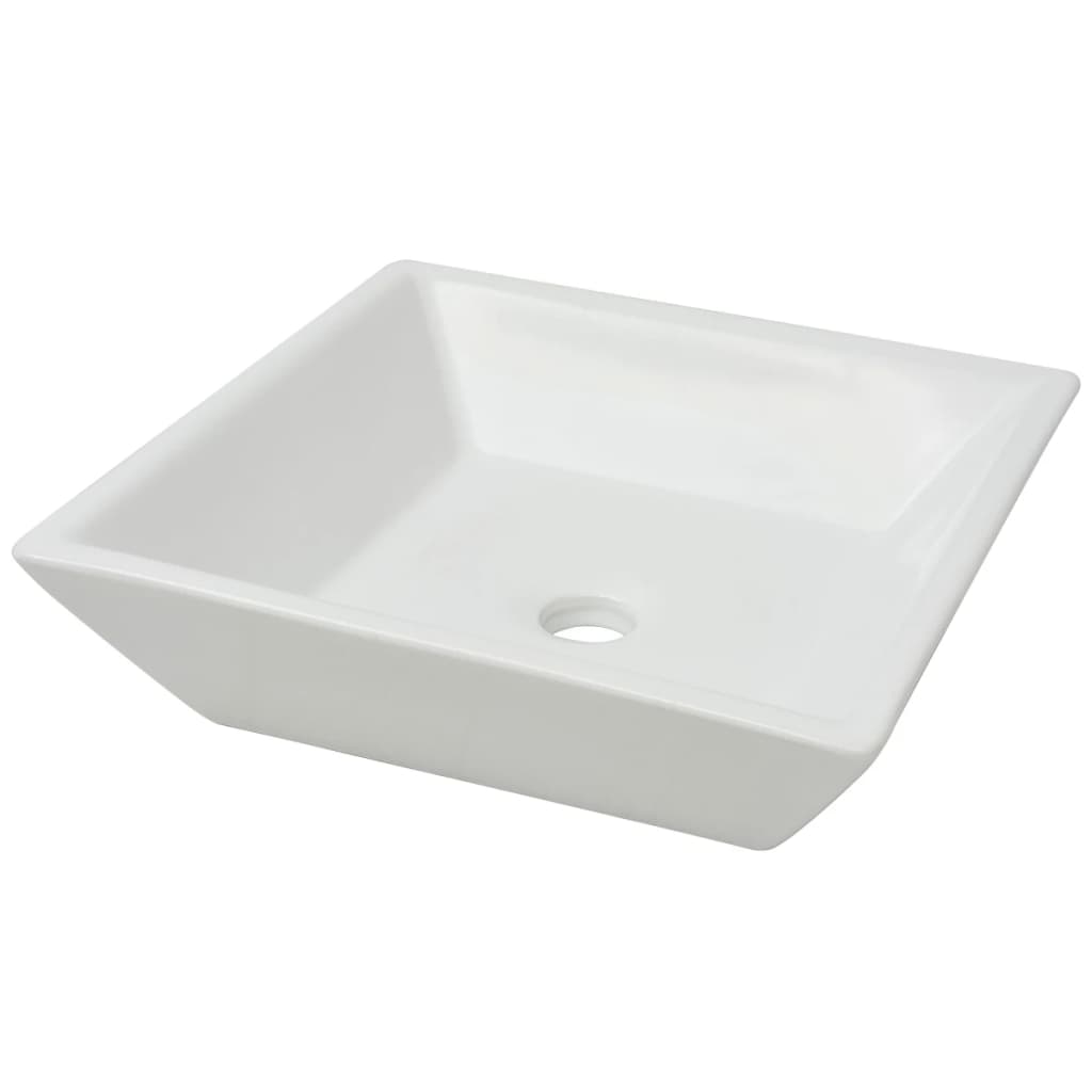 Berkfield Basin Square Ceramic White 41.5x41.5x12 cm