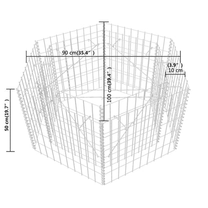 Berkfield Hexagonal Gabion Raised Bed 100x90x50 cm