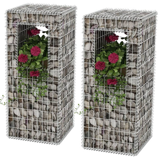 Berkfield Gabion Basket Posts/Planters 2 pcs Steel 50x50x120 cm