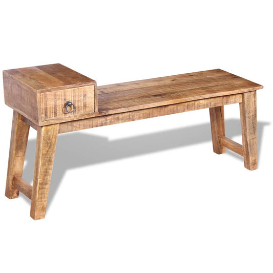 Berkfield Bench with Drawer Solid Mango Wood 120x36x60 cm