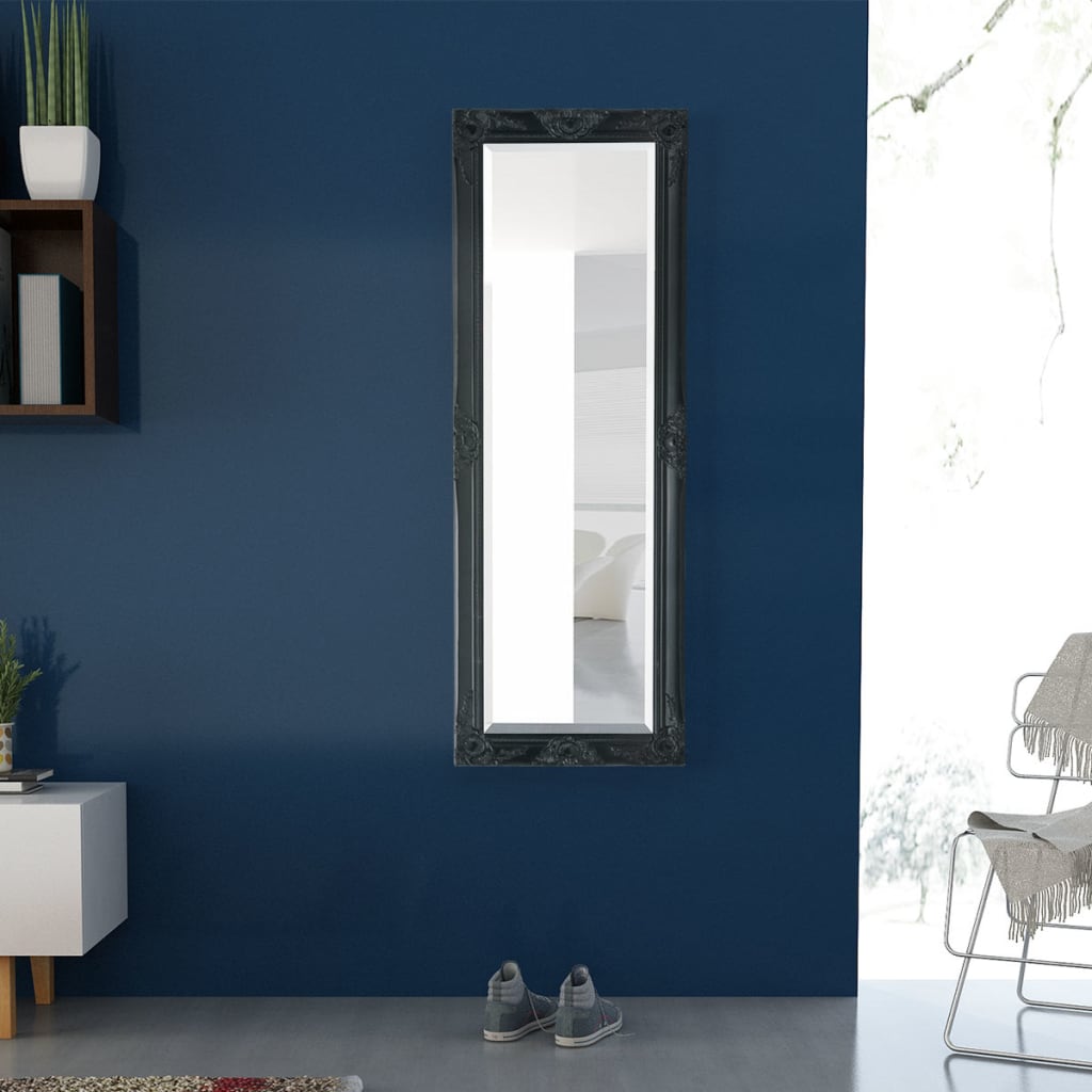 Berkfield Wall Mirror Baroque Style 140x50 cm Black