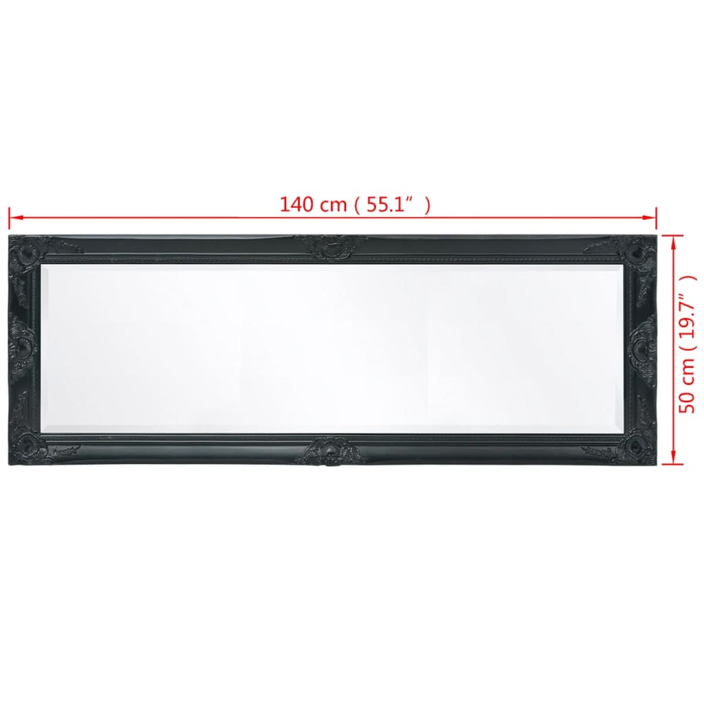 Berkfield Wall Mirror Baroque Style 140x50 cm Black